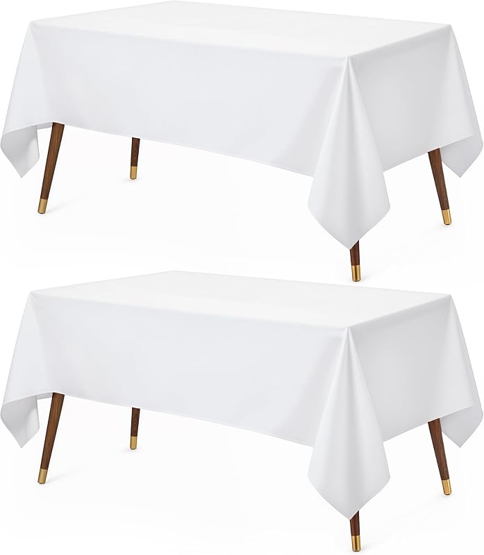 Utopia Kitchen Mantel rectangular, paquete de 2 [60 x 120 pulgadas, blanco]
