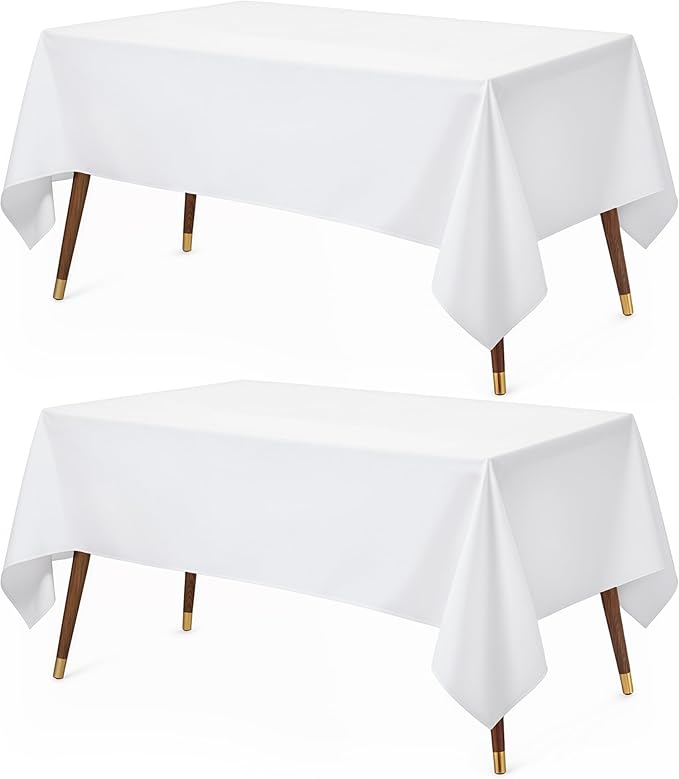 Utopia Kitchen Rectangle Table Cloth 2 Pack(60x102 Inches, White), Tablecloth Machine Washable, Polyester Table Cover for Dining, Buffet Parties, Picnics, Events, Weddings and Restaurants