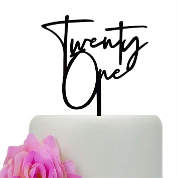 Twenty One Cake Topper, Happy 21st Birthday Cake Toppers, Cheers to 21 Years Party Decorations, Black Mirror