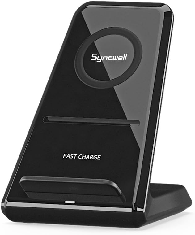 Fast Wireless Chargers, Syncwell High Speed QI Wireless Charging Stand dock Pad Quick Charge for Samsung Galaxy S7, S7 Edge, Note 5, S6 Edge Plus (AC Adapter Not Included), Black