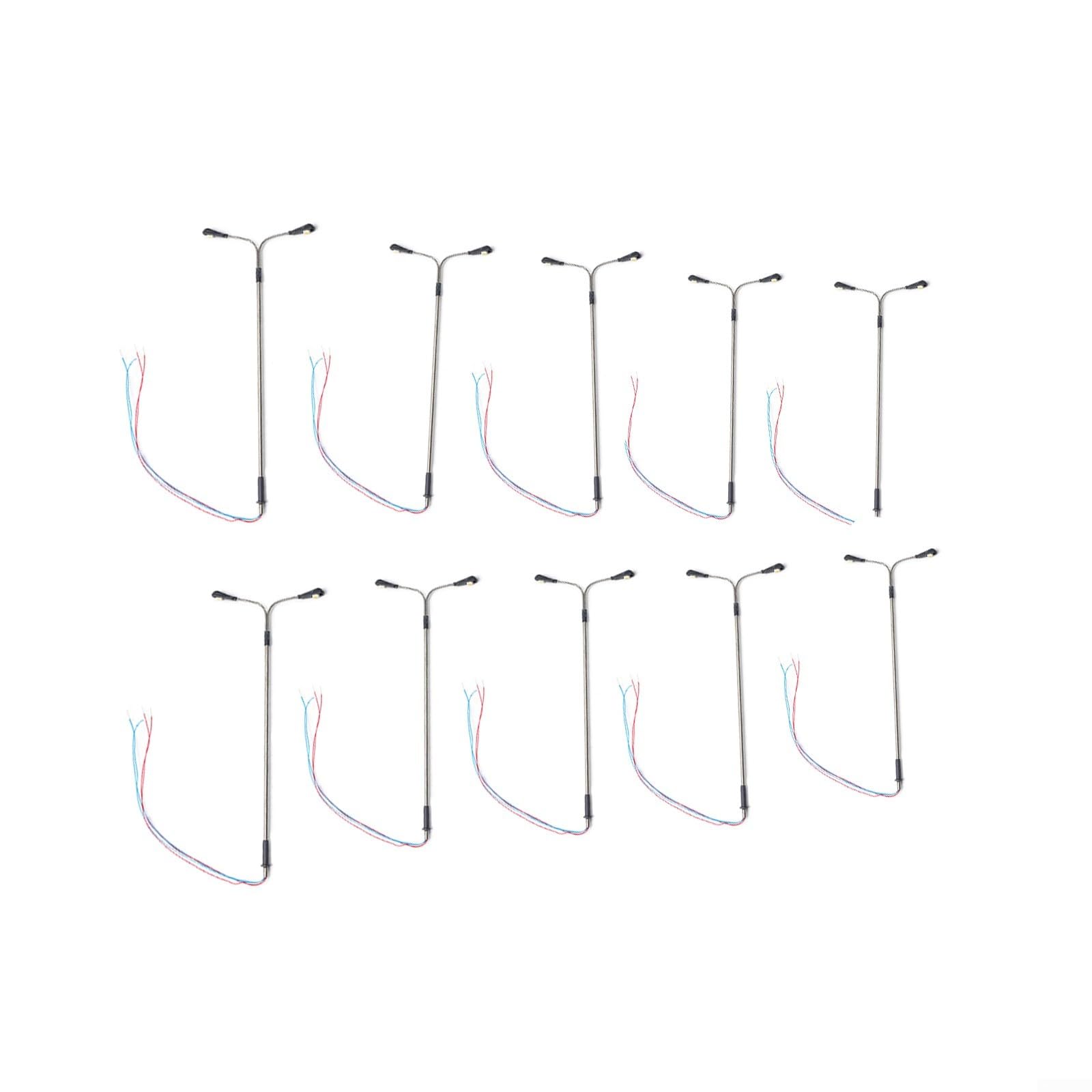 10Pack Model Railway OO HO Scale Two-Heads White Lamp 14cm LED Street Lights for Railway & Building Layout