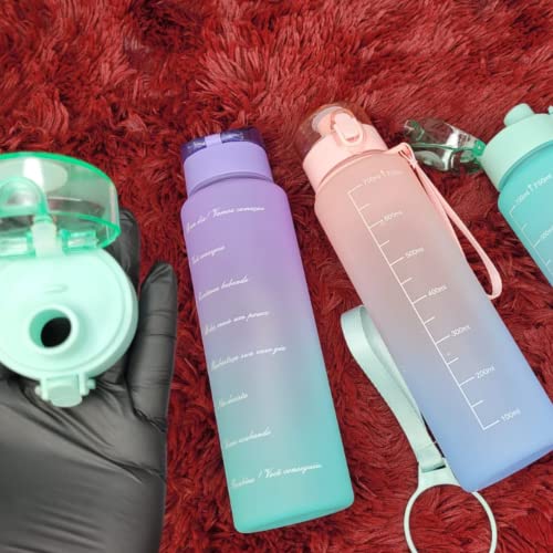 Garrafa De Água Squeeze 800 ml Colorida com Canudo Adesivos Academia Fitness Esporte Treino Musculaç