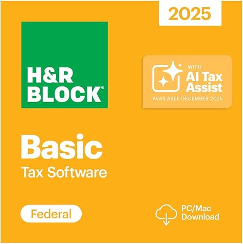H&R Block Tax Software Basic 2025 Win/Mac [PC/Mac Online Code]