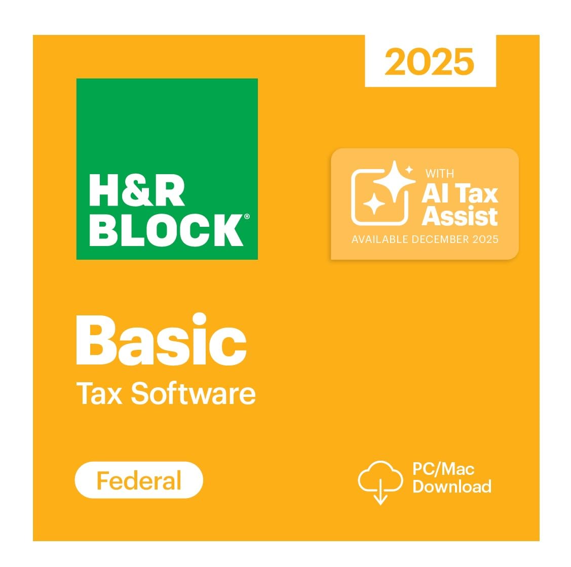 H&amp;R Block Tax Software Basic 2025 Win/Mac [PC/Mac Online Code]