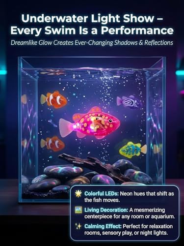 Magic Swimming Fish with Lights, Swimming Robot Fish Cat Toys, Interactive Colorful Robot Fishes for Bathtub, Swimming Pool Adult Cat Dog (4pcs) — view 5