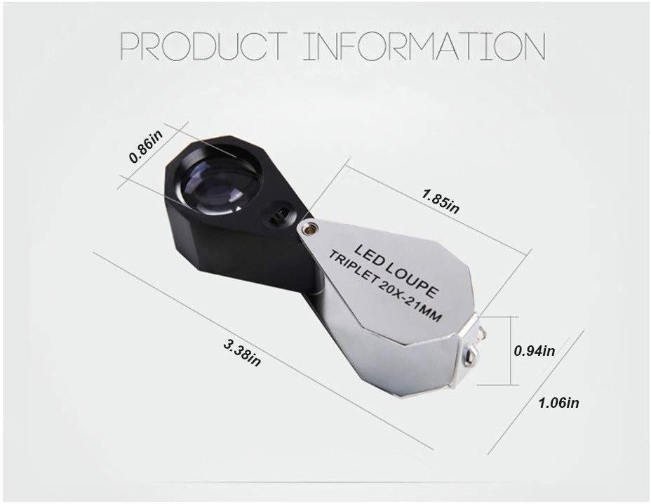 10X/20X/30X Full Metal Magnifier with Light,Folding Portable Jewelry Loop Magnifying Loupe Jewelers Eye Loupe with LED Light