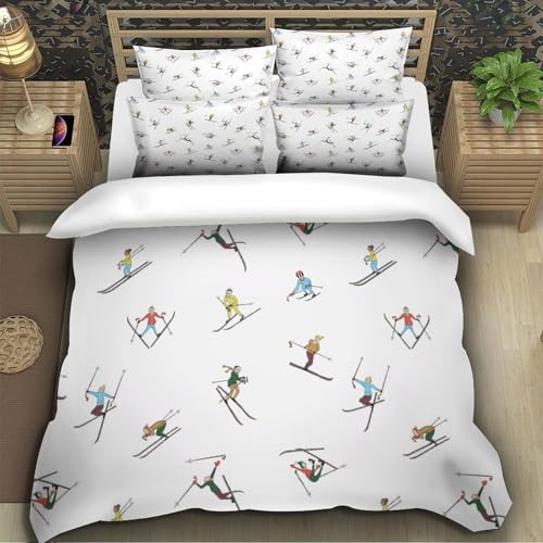 Housse de couette 200x200 ski parure lit microfibre douce 3D - 5
