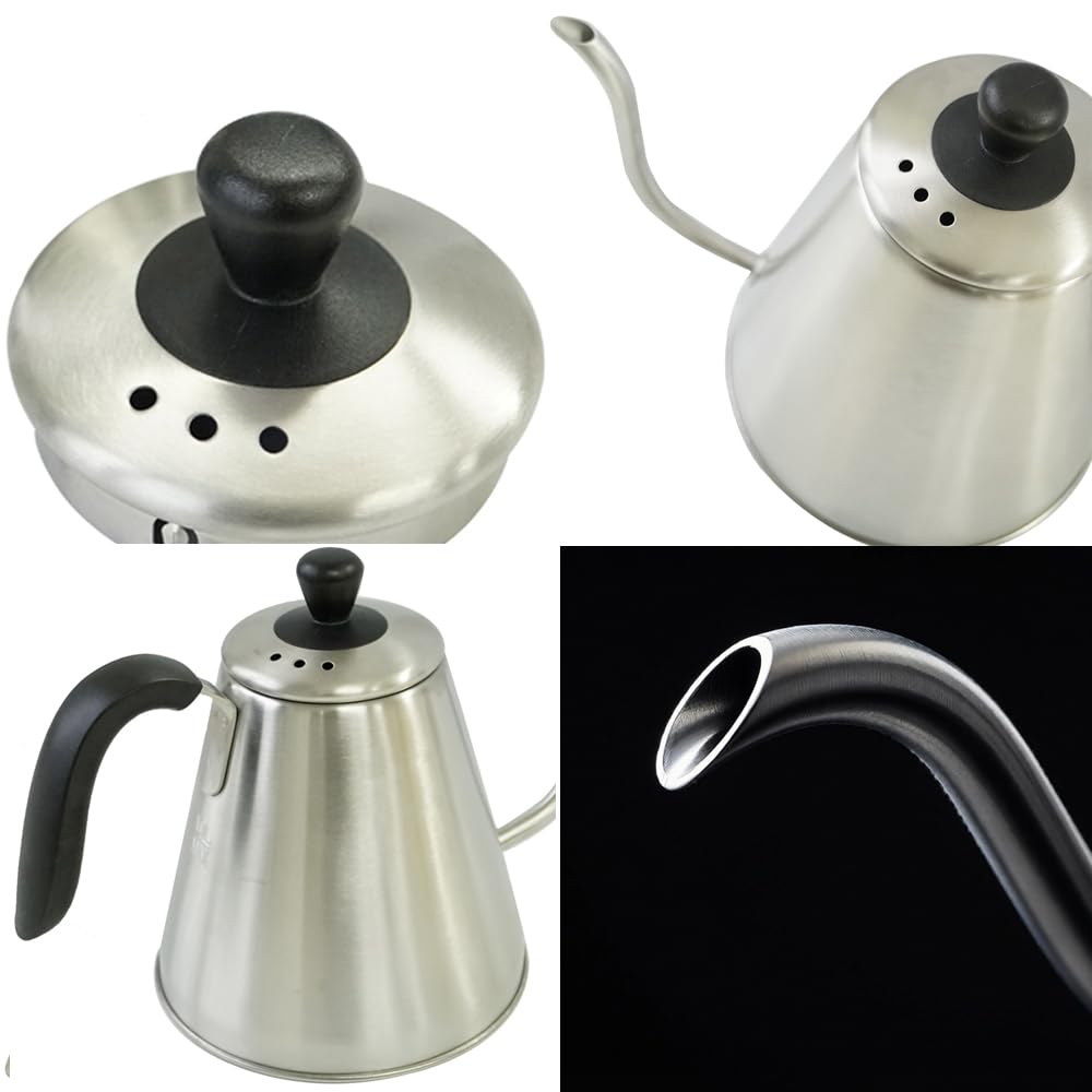 Hervidor de Agua 1.0L con Cuello de Cisne,Acero Inoxidable,Control de Flujo Preciso,Libre de BPA,Compatible con Todo Tipo de Estufas