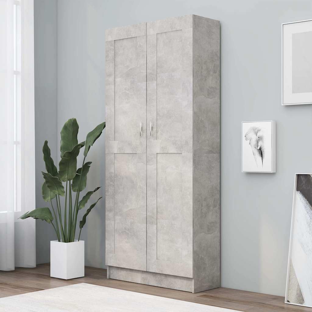 vidaXL Armario de Libros Estante Estantería Soporte Almacenamiento Muebles Decoración Oficina Estudio Contrachapada Gris Hormigón 82,5x30,5x185,5 cm