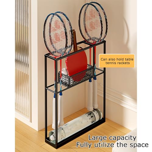 Support de raquette de badminton sans assemblage panier de rangement noir - 8