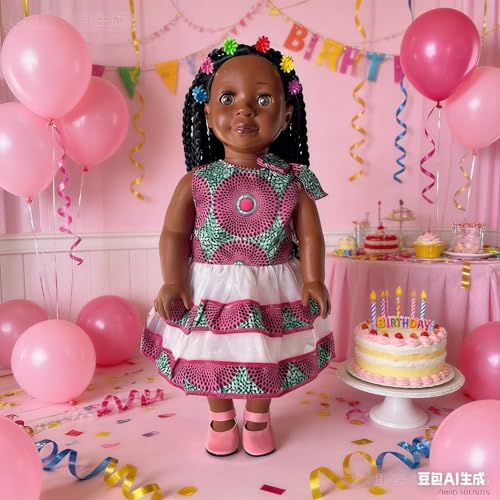 Muñeca afroamericana de 18 pulgadas con vestido de bailarina miniatura 2