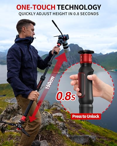 IFOOTAGE Cobra 3 Strike Monopod A150S, One-Touch Lifting Monopods Camera Stand with Pedal, Aluminum Quick Video Mono pod for Shooting Animal/Sports Event/Wedding/Live Show, Payload 11lb, 60"/150cm