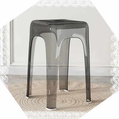 Taburetes de bar apilables de acrílico, sillas altas transparentes de 46 cm para el hogar, reuniones familiares, sala de estar, cocina, diseño gris moderno