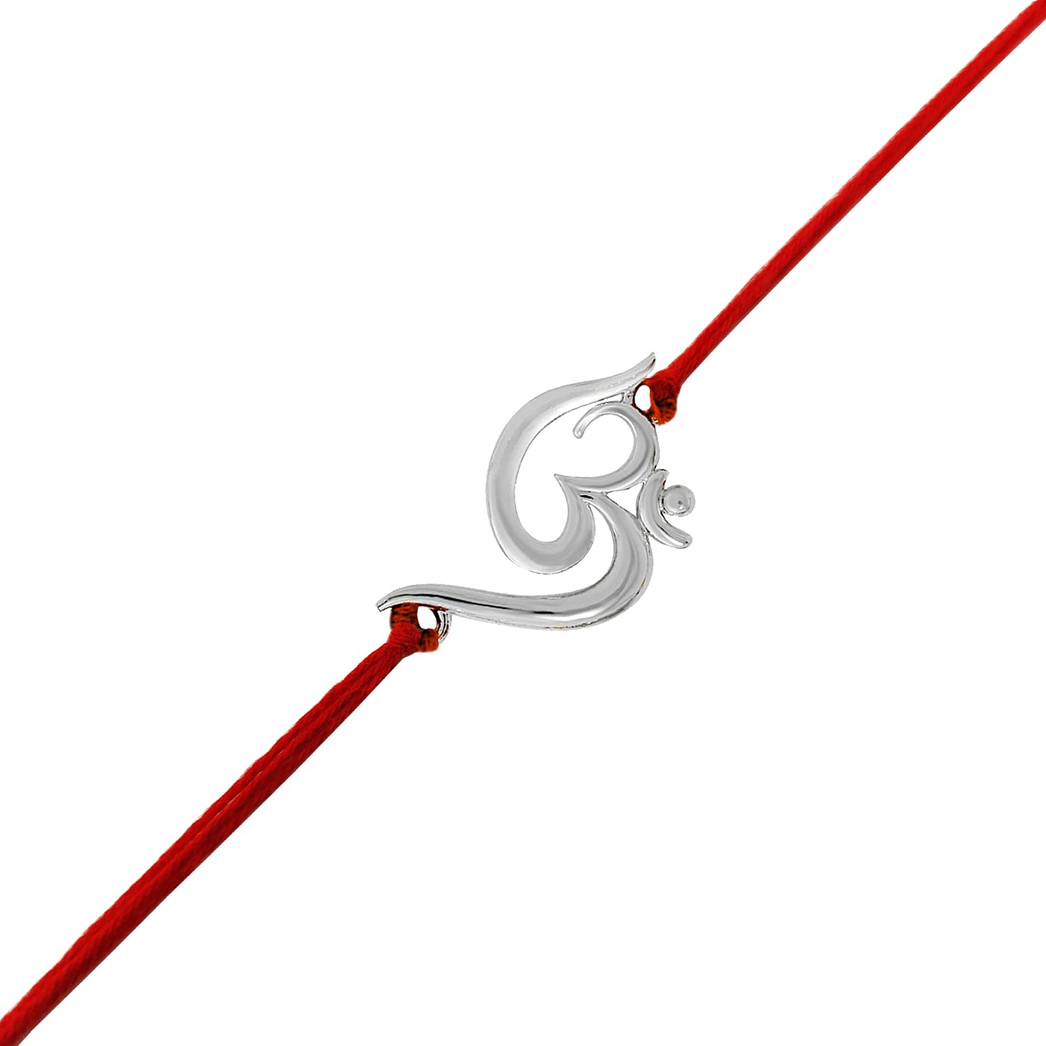ascension Religious Silver Plated OM Crystals Rakhi for Rakshabandhan Thread Rakhi Moli Bracelet Stone Pearl Designer Rakhi for Unisex Adult with Roli Tilak Pack (Silver Plated) (B0992K7L18) Amazon Price History, Amazon Price Tracker