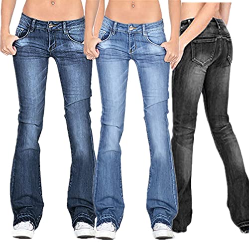 Women's Denim Stretchy Bootcut Skinny Mid Rise Frayed Jeans3