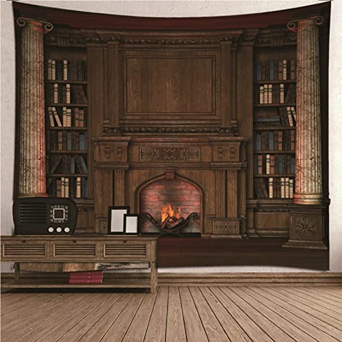 Tapisserie murale decoration de Noel et bibliotheque tissu Isdreem pour exterieur