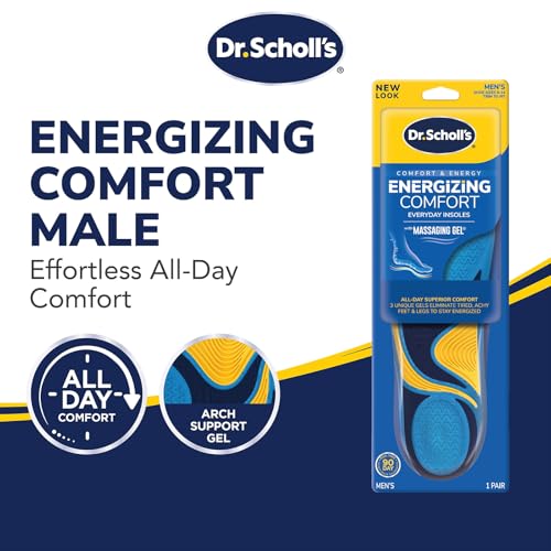Image of Dr. Scholl's Energizing Comfort Men's Everyday Insoles with Massaging Gel-Clinically Proven,All-Day Energy and Comfort Inserts with Patented Triple Gel Design-Shock Absorbing,Arch Support,(Pack of 12)