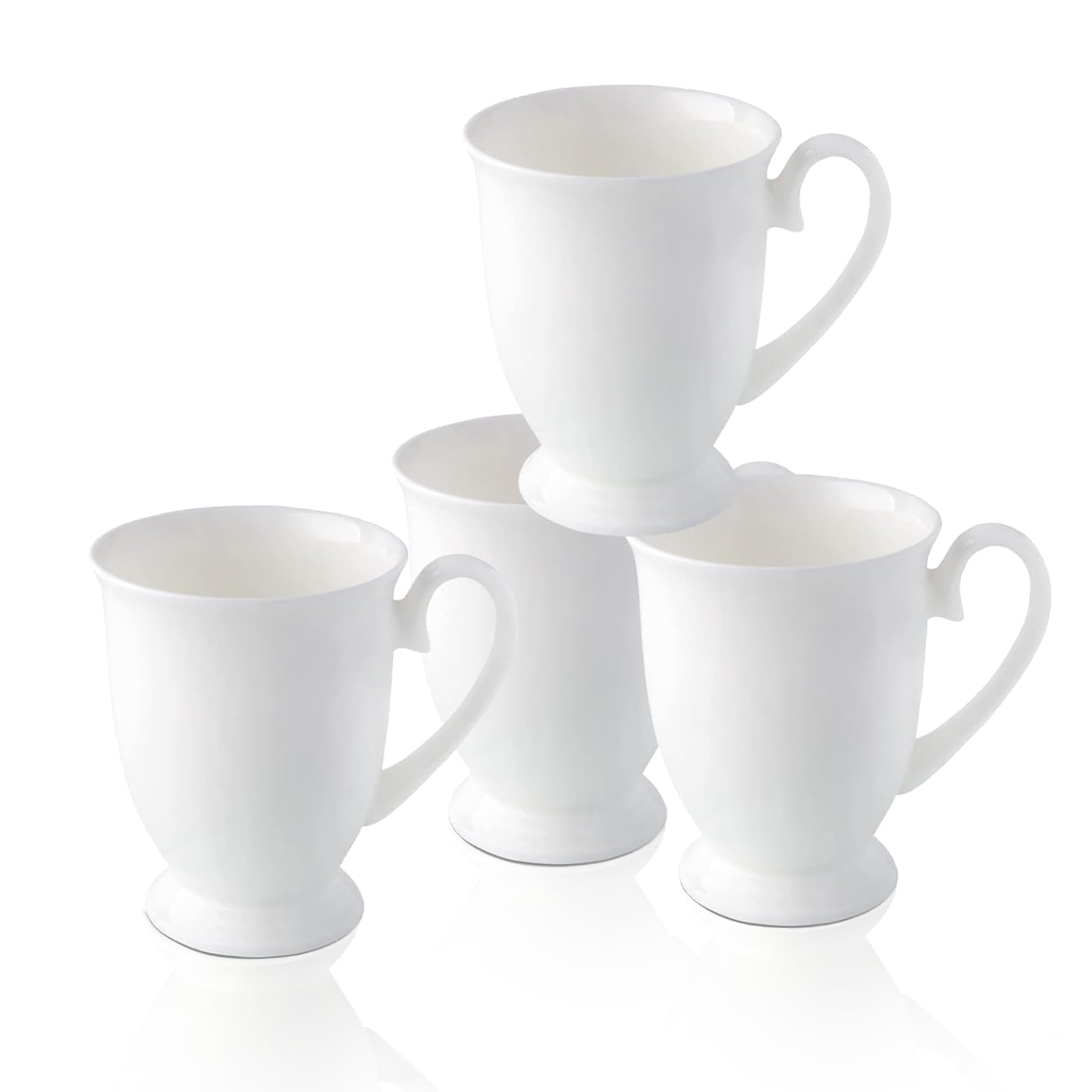 Amazon.com: COSTMANCE Luxury Fine Bone China White Coffee Mugs Set of 4 (8  oz), Ceramic Euro Style Tea Cups, Elegant Durable Coffee Cups Set for  Gifts, Women, Men, Mom, Dad, Wedding :