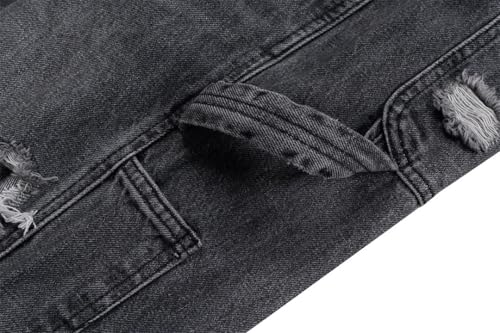 Men Hole Distressed Washed Baggy Jeans Straight Ripped Casual Loose Denim Trousers Oversized Unisex Cargos4