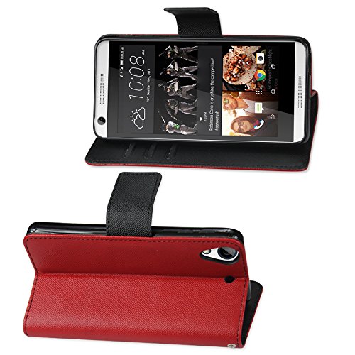 Reiko Wallet Case 3 In 1 For Htc Desire 626 / 626S Red With Interior Leather-Like Material And Polymer Cover #TOP4
