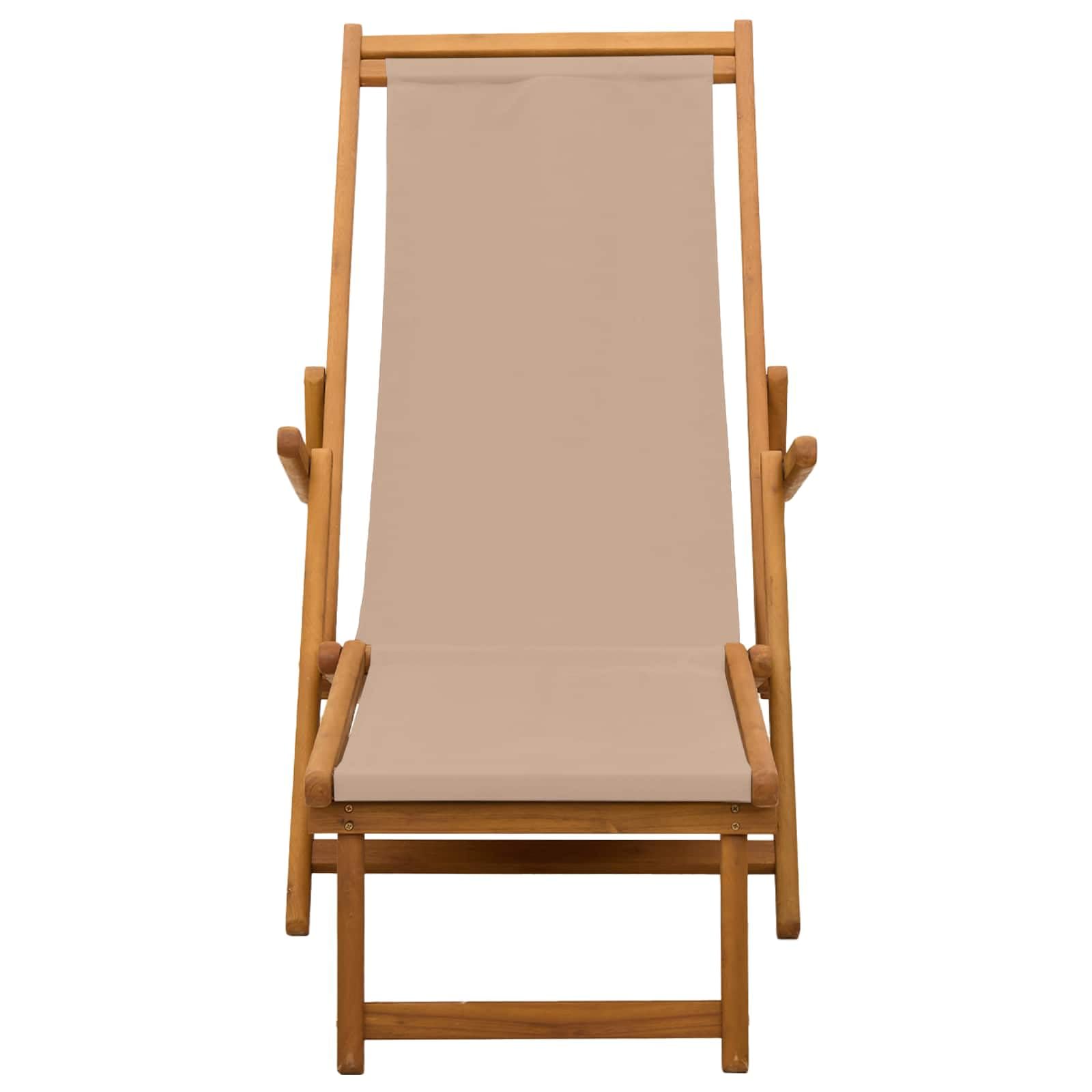 Fengshui Składany leżak z litego drewna eukaliptusowego, kolor taupe