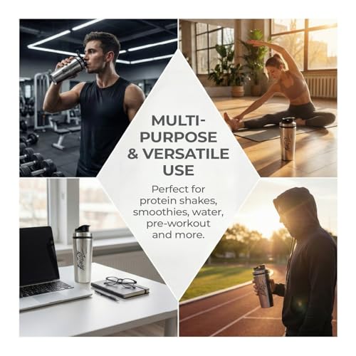 Image of Lifelong Steel Gym Shaker Bottle | Stainless Steel Protein Shaker | 100% Leakproof Sipper Bottle | Pre Workout Shaker with Measurement Markings | Protein Shake Mixer Bottle | 750 ml