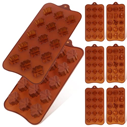 Alipis Silicone Maple Leaves Mold Non-Stick Chocolate Moulds Candy Molds, Brown Reusable Baking Molds For Cake Toppers, 6Pcs #TOP9