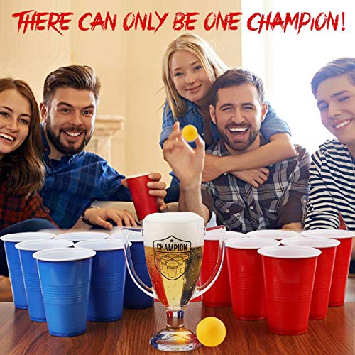 Champion Glass Trophy Beer Pong Set with 14 Cups and 2 Balls