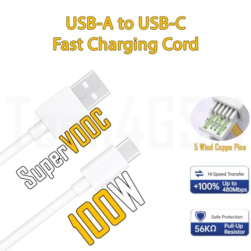 Image of Original 100W Charging Kit Compatible with RealMe Narzo 80 Pro, P3 Pro, P3x (Adapter & Cable)