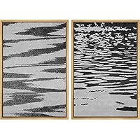 SIGNWIN Framed Wall Art Print Set Black and Gray Shimmering Water Abstract Brushstroke Illustrations Modern Art Mid-Century Modern Dramatic Dark for Living Room, Bedroom, Office - 16