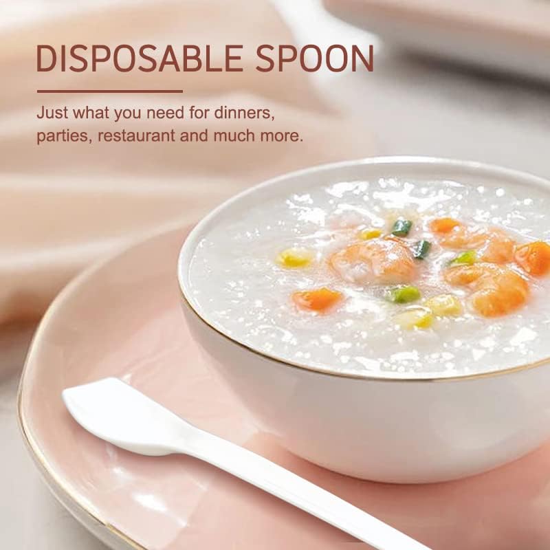 Miniatura 5 de Cucharas de postre de plástico desechables de 6 pulgadas, sin BPA, tamaño pequeño con punta frontal cuadrada, ideal para pasteles, yogur, helados,