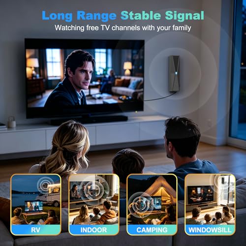 Image of TV Antenna for Smart & Old TVs, 6000+ Miles Range Strongest Digital HD TV Antenna Indoor Support 4K 1080P VHF UHF, 360 Long Range Reception with Signal Amplifier