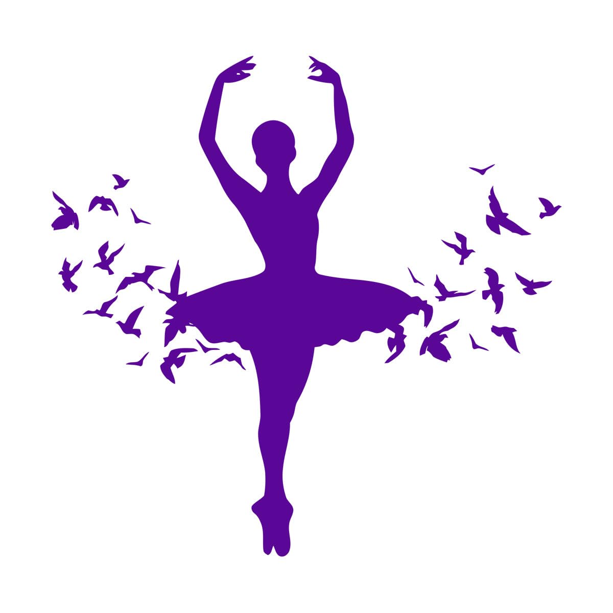 Vinyl Wall Decal Ballerina Dancing Birds Patterns Ballet Studio Wall Stickers Dance Classroom Decor Girls Room Decor Poster Extra Large - 67x68cm