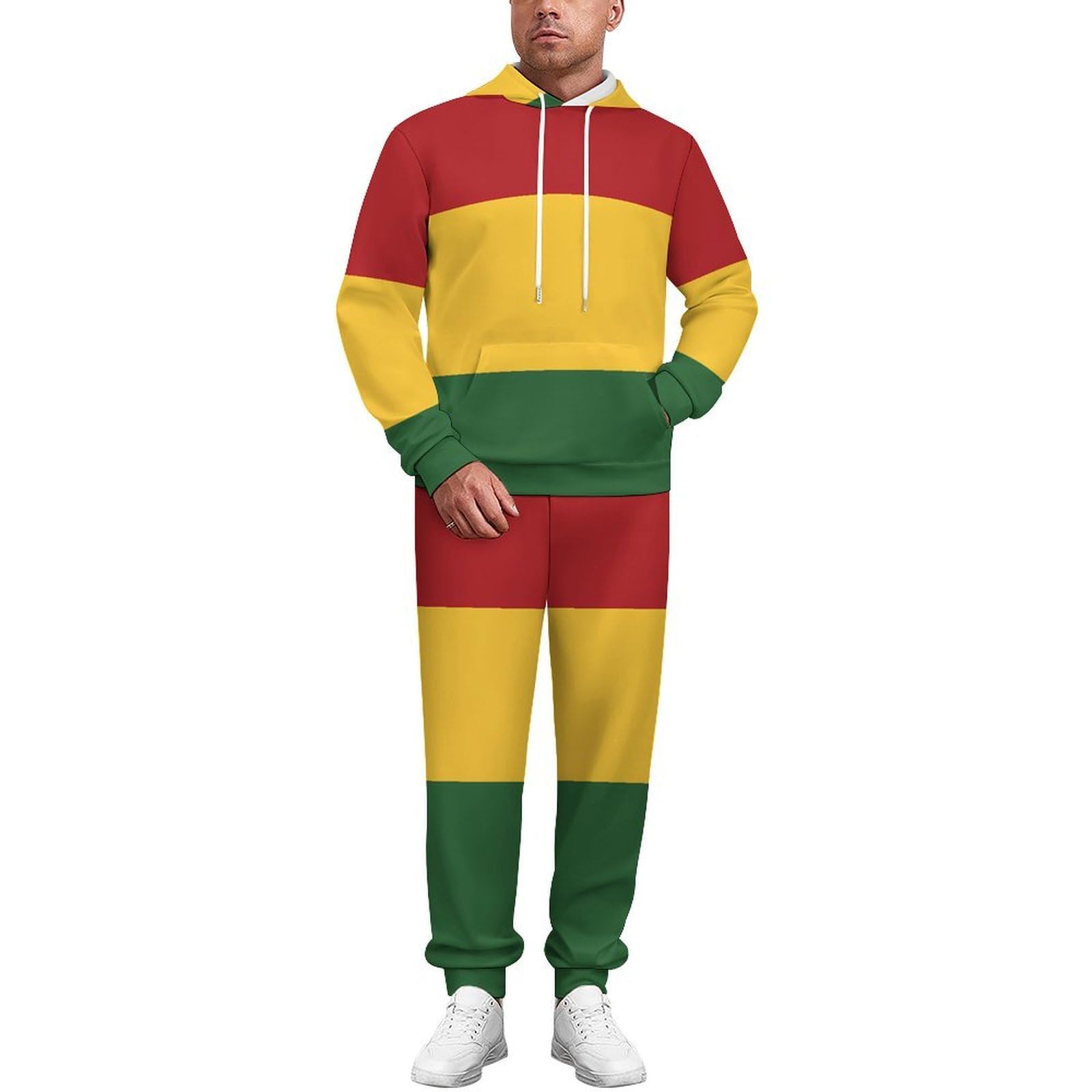 Felpa con cappuccio unisex con bandiera reggae Rasta, 2 pezzi