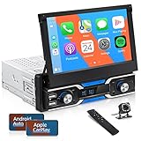 ✔ Estéreo para automóvil de 1 din con CarPlay y Android Auto: Estéreo para automóvil EKAT con pantalla táctil extraíble de 7 pulgadas, compatible con Apple Carplay y Android Auto, operación simple, no es necesario usar un cable USB, use conexiones WiFi. Puede acceder fácilmente a su teléfono.