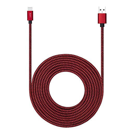 USB Type C Cable 15ft with 3A Fast Charging, Ultra Long and Extremely Durable Nylon Braided USB C Charger Cord for Galaxy S10/S9/S8/Google Pixel/LG/OnePlus/Moto and More (Red)
