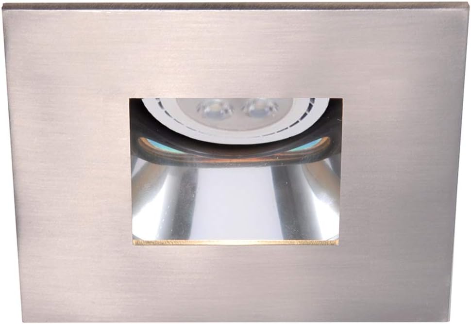 WAC 4in Low Voltage Square Adjustable Recessed Light Trim with Open Specular Reflector in White and White 8W 500 Lumens MR16 LED Lamp, HR-8401 or HR-8402 Housing Sold Separately