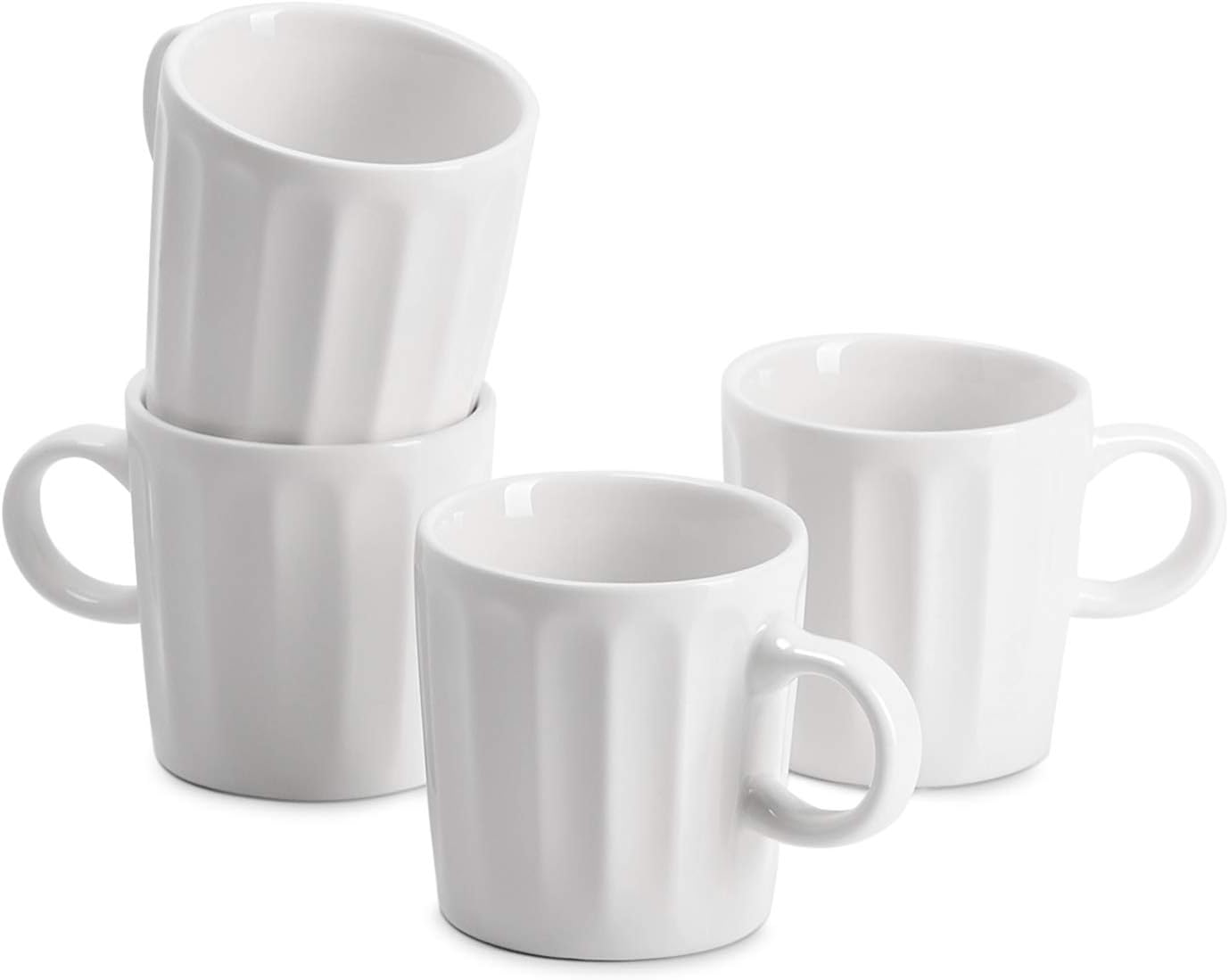 Sweese 410.101 Porcelain Espresso Cups - 3.5 Ounce - Set of 4, Fluted Cups, White