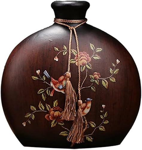Vase Tabletop Flower Modern New Chinese Zen Ceramic Living Room Entrance Retro Decoration Dried Appliances Craft Decoration 34. 5cm×34 cm