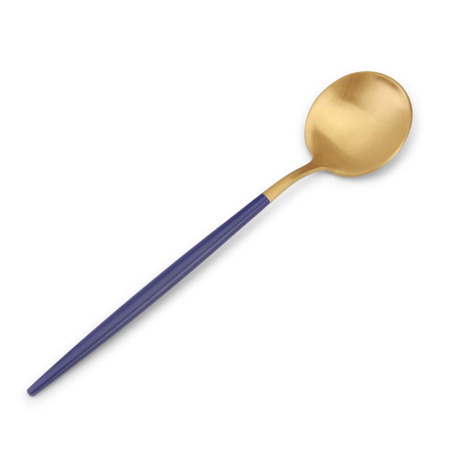 Bysta - Juego de cubiertos de acero inoxidable con mango azul, 20 piezas, juego de utensilios de cocina para 4, vajilla para el hogar y restaurante, acabado satinado, apto para lavavajillas