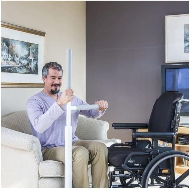 Healthcraft Products Advantage Rail Bariatric: Floor Mounted Pivot & Lock Horizontal & Vertical Support Pole