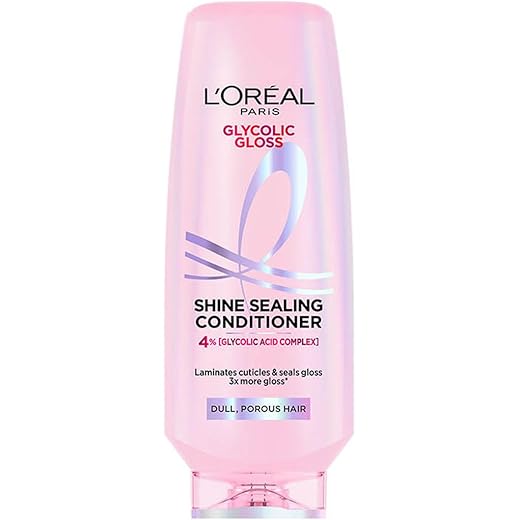 L'Oreal Paris Floral Glycolic Gloss Shine Sealing Conditioner, Powered By 4% Glycolic Acid, For Dull Hair, Smoothens Hair Fiber For 3X More Gloss, 175Millilitre