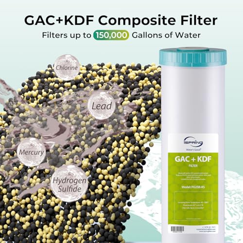 Image of iSpring F2WGB22BPFKS Whole House Water Filter Replacement Set, SGS-Tested to Remove up to 99% PFAS, 2-Stage Filtration Reduces Heavy Metals, Chlorine, Hydrogen Sulfide, Fits WGB22B-PFKS