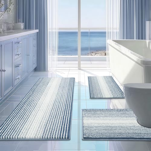 BSICPRO Bathroom Rugs Sets 3 Piece, Toilet Rugs U-Shaped Contour
