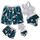 IFFEI Two Piece Off Shoulder Sunflower Bikini Family Matching Swimwear Newest 2023 Swimsuits Women: S Dark Green