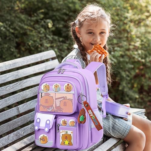 Capybara Backpack Cartoon Backpacks Cute Capibara Stuff Large Capacity Kawaii Back pack with Pins and Accessories2