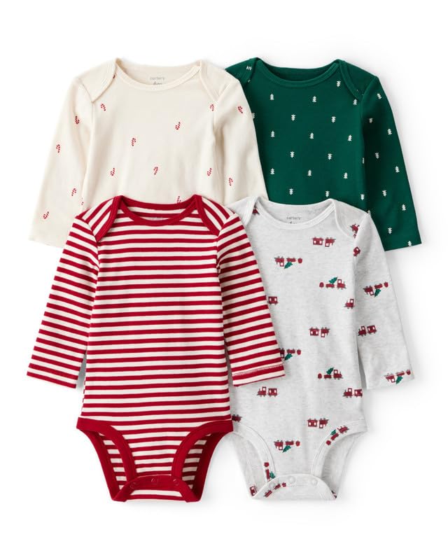 Carter’s Baby Boy Christmas Print Full Sleeve Bodysuits (Set of 4) | 100% Cotton Full Sleeve Soft & Cozy Everyday Wear Carter’s Baby Boy Christmas Print Full Sleeve Bodysuits (Set of 4) | 100% Cotton Full Sleeve Soft & Cozy Everyday Wear