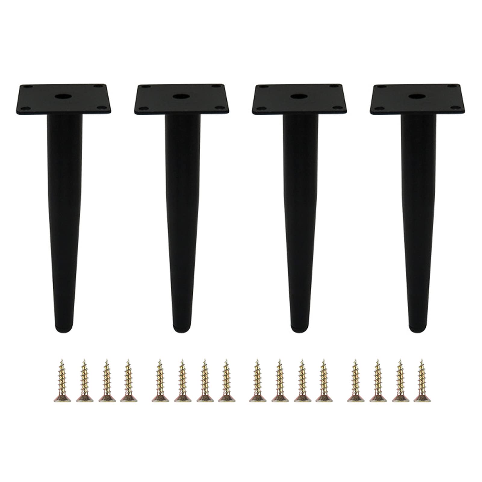 FCXURKOD Set of 4 Tapered Metal Furniture Legs 17.72in Matte Black Replacement Feet for Sofa Couch TV Cabinet Armchair Ottoman - DIY Support Parts