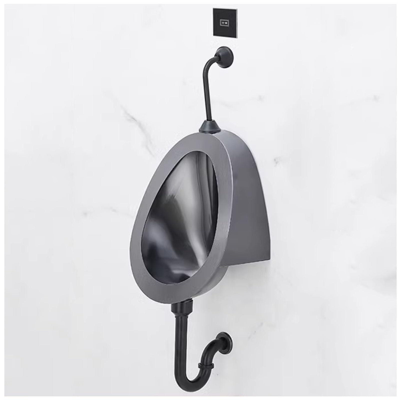 OTQEFTN Men's Bathroom Urinal Toilet Wall-Hung Washout Urinal, Men's Adult Urinal Troughs Urine Diverter with Sensor Flush Valve, Commercial Creative Urinal High-Efficiency Flush