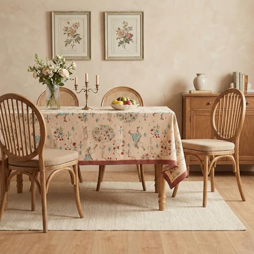 Image of ishro home Premium Table Cloth 6 Seater | Dining Table Cover | Love at First Sight Cloth 4-6 Seater | Luxury Fabric | Machine Washable | Non-Fading | Stain-Resistant | (Mehr Mystique, 56 x 90 inches)